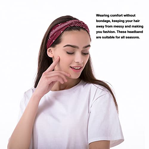 FITDON 5 Pieces Boho Headband Women's Hair Bands Wide Elastic Hairband Turban Fashion Hair Accessories