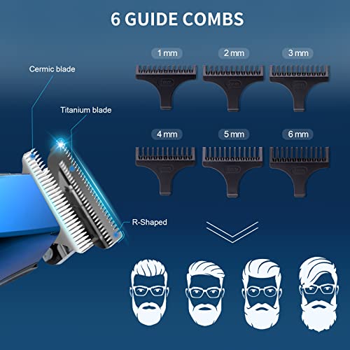 Hair Clippers Beard Trimmer for Men, Telfun Professional Cordless Hair Trimmer Set, USB Rechargeable Led Display 3 Speed Adjustment Electric Hair