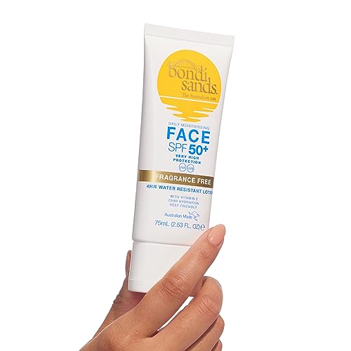 Bondi Sands Fragrance Free Face Sunscreen Lotion SPF 50+ | Gentle Formula Moisturises + Provides Broad-Spectrum Protection, Enriched with Aloe Ve