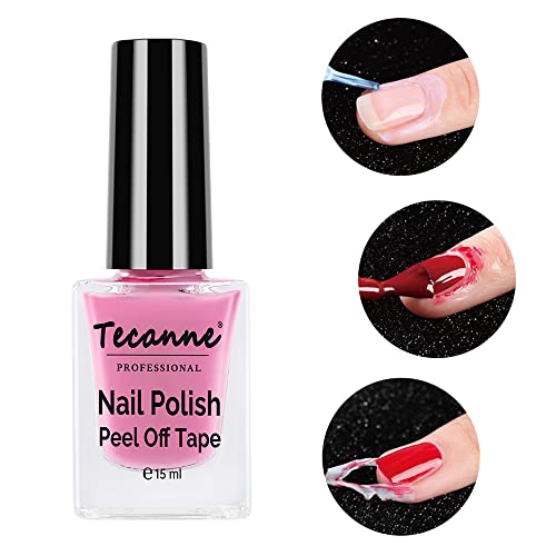 Liquid Latex Nails Peel Off, 15ML Liquid Latex Nail Polish Peel off Base Coat Cuticle Guard for Nail Art Liquid Tape Protector (Pink)