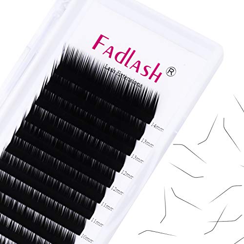 Eyelash Extensions 0.05mm D Curl Mix 8-14mm FADLASH Classic Lash Extensions 1:1 Individual Classic Eyelashes Black Matte Single Lashes Extension