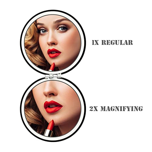 Compact Vanity Makeup Mirror for Men, Women and Girls, Black Elegant Travel Cosmetic Mirrors for Pocket, Purse or Wallet, Portable Magnifying Han