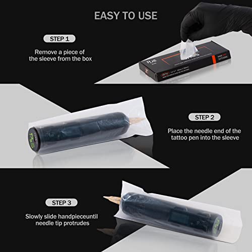 EZ Tattoo Machine Covers - 200pcs (2.4 inch X 7 inch) Disposable Tattoo Pen Machine Bags Transparent White Cartridge Machine Sleeves for Wireless