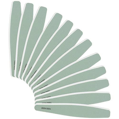 CGBE Professional Nail Files, 12Pcs 150/150 Grit Files Set Double-Sided Grit Emery Board Manicure Tools for Home and Salon Use