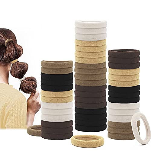 Dreamlover Thick Hair Bands for Women, Black Hair Ties No Damage, Soft Hair Bobbles for Thick Hair, 50 PCS