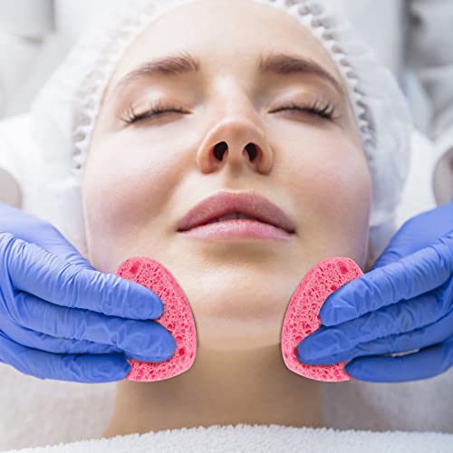 Sibba Compressed Facial Sponges, 10 Pieces Heart Cellulose Facial Sponges, Face Exfoliator Cleansing Sponge, Natural Cosmetic Spa Sponges for Fac