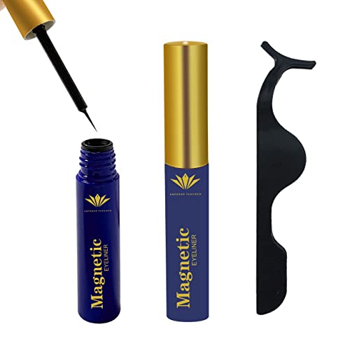 Magnetic Eyelashes Set 5 Pairs with 2 x Waterproof Magnetic Eyeliner Kit for Natural Look Reusable Easy to Set Comfortable Lashes with Tweezers M