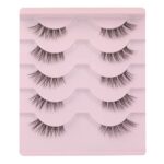 Ruairie False Eyelashes Natural Half Lashes With Clear Band 5 Pairs 3/4 False Lashes Fluffy Wispy Fake Eyelashes Strip