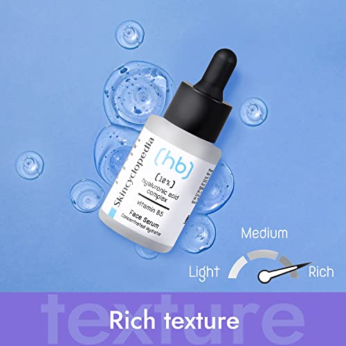 Skincyclopedia 10% Hyaluronic Acid Serum with Vitamin C, B5 and Retinol - Face Moisturiser for Dry,Combination, Acne Prone and Oily Skin - Antiox
