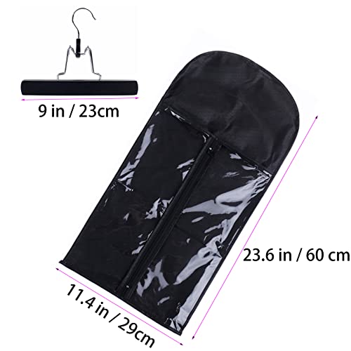 RJMBMUP Hair Extensions Storage Bag with Hanger Hairpieces Storage Holder Wigs Carrier Case for Store Style Hair Black Color