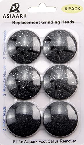 Asiaark Electric Foot Files Replacement Heads, 6 Pack Grinding Heads for Hard Skin Remover