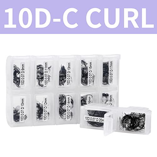 Pre Made Fan Volume Eyelash Extensions 10D 0.07mm D Curl 500 Fans 9-16mm Mixed Tray Premade Fans Loose Volume Lash Extensions Handmade Promade Lo