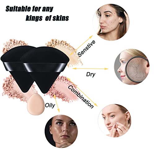 Powder Puff Face Triangle for Loose Powder Body Eyes Cosmetic Foundation (2 Triangle, 1 Mini)