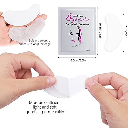 Eye Gel Pads, Lint Free Eyelash Patches, 100 Pairs Under Eye Gel Pads for Pro Salon and Individual Eyelash Extension (SILVER)