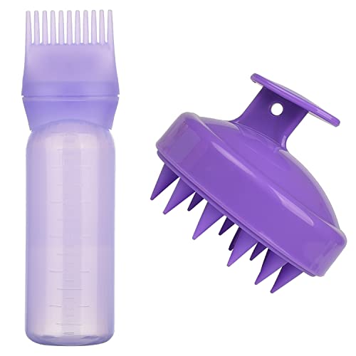 MFUOE Root Comb Applicator Bottle with Scalp Massager Shampoo Brush Hair Coloring Dye and Scalp Treatment Tools(Pink)