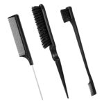Dacitiery 3 Pcs Slick Brush Set Hair Teasing Brush Set Edge Hair Brush Bristle Hair Brush Edge Control Brush Grooming Combs Rat Tail Comb Double
