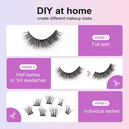 Oreola False Eyelashes Natural Fluffy Wispy Faux Mink Lashes Fluttery Light Fake Eyelashes Super Soft 7 Pairs Pack
