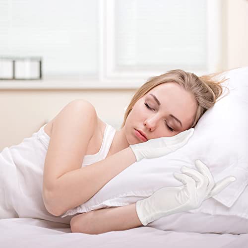 Occan White Cotton Gloves for Eczema, 6 Pairs Moisturizing Gloves Overnight for Dry Hands, Comfortable and Washable Fits Men and Women