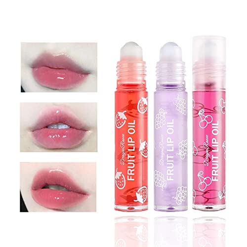 Lip Plumper Gloss Moisturizing Lip Lotion Oils,6Pcs Fruit-flavored Transparent Colorless , Moisturized Liquid Lipstick for Dry and Chapped Lips (