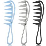 Fuyamp 3 Pcs Wide Tooth Shark Combs, Salon Large Teeth Shark Combs Curly Hair Salon Barber Comb, Afro Comb Curl Comb Hairstyle Comb Salon Hairdre