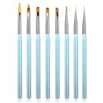 KINGMAS 8Pcs Nail Art Brushes, Nail Gel Polish Painting Brush Drawing Pen, Nail Liner Brush Set for Gel Polish Manicure Salon DIY at Home