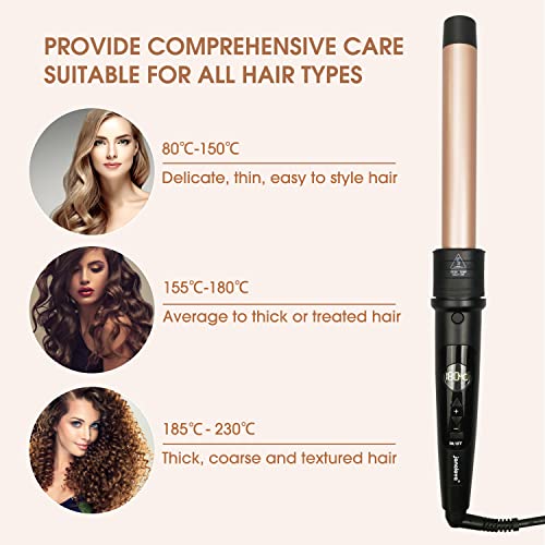 janelove Hair Curler, Curling Wand,6 in 1 Hair Iron Set for Long/Short Hair, with 5 Interchangeable Ceramic Barrel,Include Large/Small Hair Waver