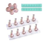 10 pieces of pink magnetic nail art stand, nail painting stand, nail art display stand, fake nail practice tool, with 3 bases, 16 pieces of adhes