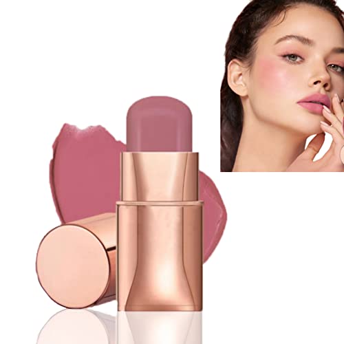 Blush Stick - Cream Blush - Waterproof Long-lasting 3-in-1 Multi-Use Blusher Contour for Lip Cheek Eye - Moisturize and Blendable Blush for Natur