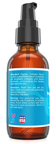 QRxLabs Peptide Complex Serum/Collagen Booster For The Face With Hyaluronic Acid And Chamomile Extract - Anti Aging Peptide Serum, Reduces Wrinkl