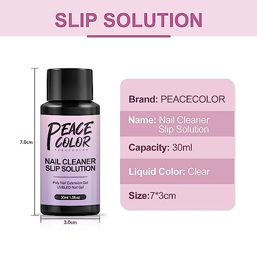 Slip Solution Kit, 30ML Extender Gel Nail Builder Kit, Poly Nail Gel Nail Extension Clear Liquid Solution Anti-stick Tools with Nail Art Brush St