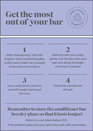 EarthKind Organic Oats Conditioning Bar, Moisturising Solid Conditioner Bar for Hair, Sulfate Free, Plastic Free & Vegan, All Hair Types, Gentle