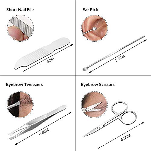 Queta Manicure Set 19 PCS Professional Nail Clippers Kit Pedicure Care Tools-Stainless Steel Grooming Tools With PU Leather Case for Travel & Hom