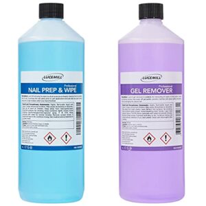 1 Litre Nail Polish Prep & Wipe + 1 Litre Gel Remover Set UV/LED Acetone Cleaner