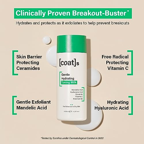 Coats Gentle Hydrating Toning Milk - Skin Toner for Face. Ceramides + Hyaluronic Acid. Vitamin E + Vitamin C. Hydrating Facial Toner. Combination