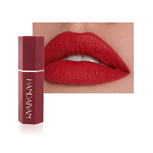 Matte Lipstick Long Lasting, Non Stick Cup Velvet Lipstick Lip Gloss Waterproof Lipstick Professional Lipstick Cosmetics Make Up Gifts Full-Cover