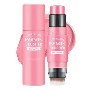 Erinde 3-in-1 Cheek Blush & Lip Tint & Eyeshadow, Creamy Blush Stick for Cheeks & Lips with Brush, Buildable Lightweight Hydrating formula, Easy
