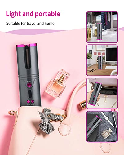 Rantizon Cordless Automatic Hair Curler Cordless Professional Hair Curlers with LCD Display Adjustable Temperature Setting USB Rechargeable Curli
