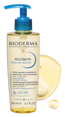 Bioderma Atoderm Shower Oil - Cleansing Oil Body Wash for Very Dry to Eczema-Prone Skin, Shower Oil to Nourish, Soothe & Restore Sensitive Skin,