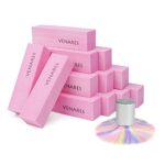 Venares Pack of 12 Pink Buffer Sanding Blocks Polishing Blocks for Nail Design Nail Polishing Block Polishing Surfaces Nail File Block