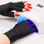 Makartt UV Gloves for Gel Nails Lamp, Anti UV Gloves, UPF50+ UV Protection Gloves for Manicures Dryer, Nail Skin Care Fingerless Gloves for Home