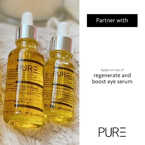 Hydrate & Renew Face Oil from PURE Spa & Beauty 30ml - Vegan Skin Moisturiser with Rose, Geranium, Orange, Frankincense, Vitamin E and Omega 6 &