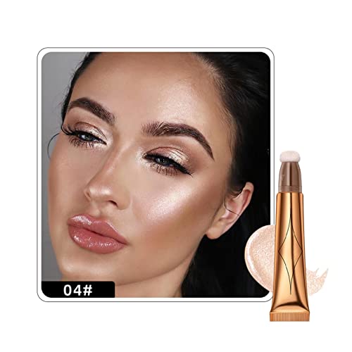 Ofanyia Blush Contour Highlighter Wand, Liquid Glitter Face Highlighter Stick with Cushion Applicator, Cruelty-free Silky Smooth Shimmer Highligh