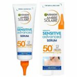 Garnier Ambre Solaire SPF 50+ Sun Protection Serum Face & Body, Non-Sticky, Non-Greasy Fluid Texture, No White Cast, Sensitive Advanced, 125 ml
