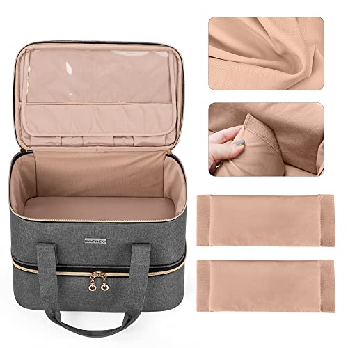 BAFASO Nail Polish Organiser Holds 40 Bottles (15ml - 0.5 fl.oz) and a Nail Lamp, Nail Polish Carrying Case with Manicure Tools Storage Sections