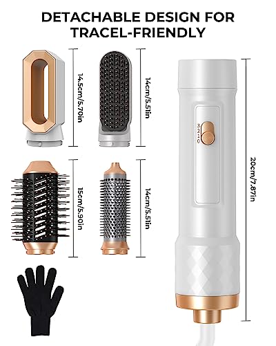 Hot Air Brush Set - 4 in 1 Hair Styler with Hair Dryer with 3 Temperature, Hair Straightening Brush, Suitble for Curling Straightening Drying, Io