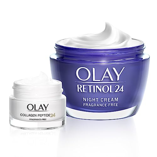 Olay Retinol 24 Night Cream + Collagen Peptide 24 Face Cream, Moisturiser Face Women Skin Care Sets & Kits, 2x 50 ml