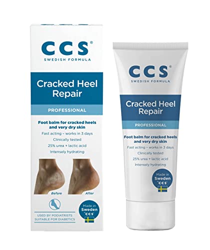 CCS Cracked Heel Repair Balm 75 ml - Visible Results In 3 Days For Cracked Heels and Very Dry Feet, Contains 25% Urea and Lactic Acid, Clinically