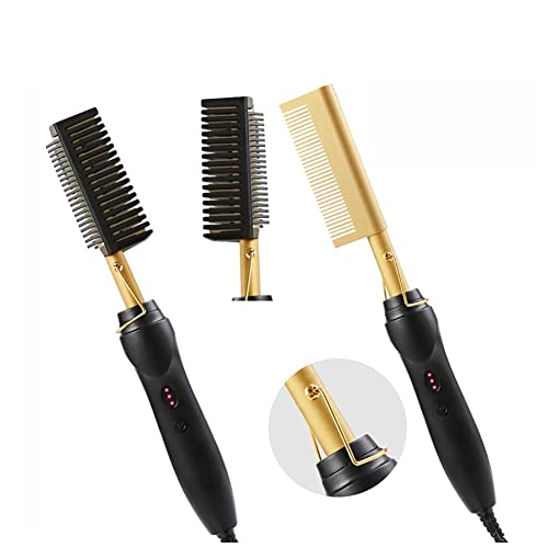 Electric Hot Comb Hair Straightener, Hair Straightening Brush with 3 Temp Settings Fast Heating, PTC Ceramic Hot Brush for Home Quick Morning Hai