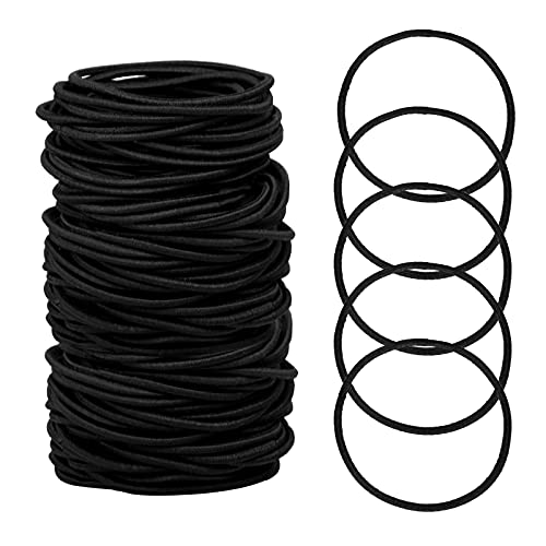 HXC 100pcs Black Elastic Hair Bands, Small Elastic Hair Bobbles For Women, 2mm Thin Hair Tie for Kids, Soft Hair Bands withou Metal, Elastic Pony