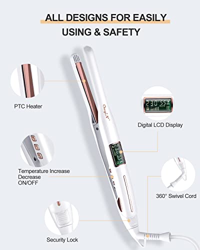 CkeyiN Cordless Straighteners, USB Wireless 2 in 1 Cordless Hair Straightener and Curler, Rechargeable with Long Battery Life, PTC Heating Plates